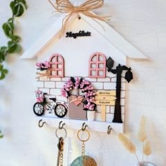 Anahtarlık Askısı Soft Pudra Renkli 27 X 27 Cm Hoş Geldiniz Yazılı Duvar Süsü