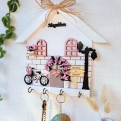 Anahtarlık Askısı Soft Pudra Renkli 27 X 27 Cm Hoş Geldiniz Yazılı Duvar Süsü