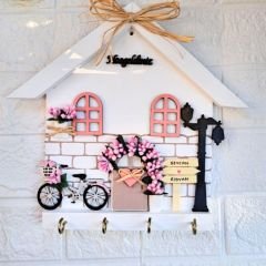 Anahtarlık Askısı Soft Pudra Renkli 27 X 27 Cm Hoş Geldiniz Yazılı Duvar Süsü