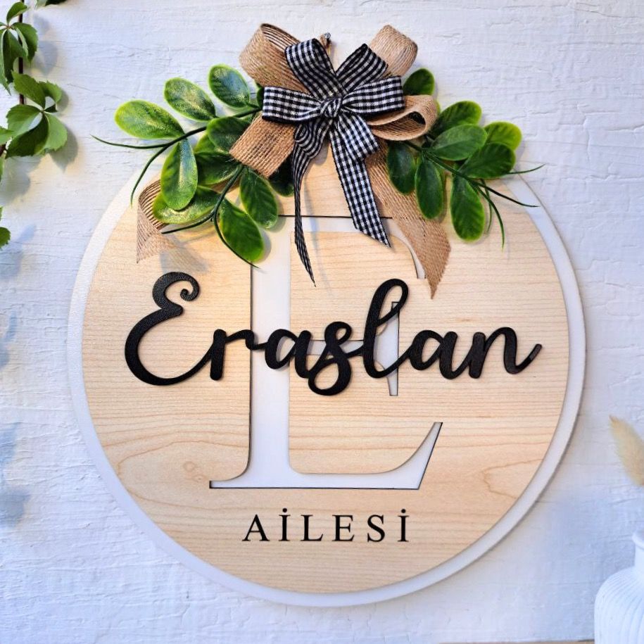 Kapı Süsü Yeni Ev Hediyesi İsme Özel 30 X 30 Cm