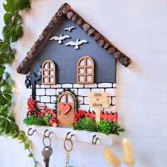 Anahtar Askısı Kozalak Çatılı Yaz Temalı 23 X 25 Cm