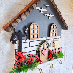 Anahtar Askısı Kozalak Çatılı Yaz Temalı 23 X 25 Cm