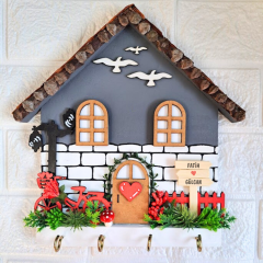 Anahtar Askısı Kozalak Çatılı Yaz Temalı 23 X 25 Cm