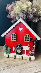 Psacraft Kış Temalı Ahşap Duvar Süsü Anahtarlık Askısı 23 X 25