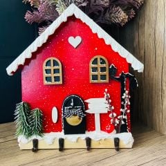 Psacraft Kış Temalı Ahşap Duvar Süsü Anahtarlık Askısı 23 X 25