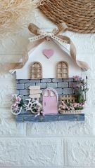 Dekoratif Ürün Dantel Perdeli Pembe Anahtarlık Askısı Pano 23 X 25