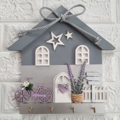 Gümüş Fiyonklu 27 X 27 Gümüş Gri Lavantalı Mor Bisikletli Doğum Günü Hediyesi