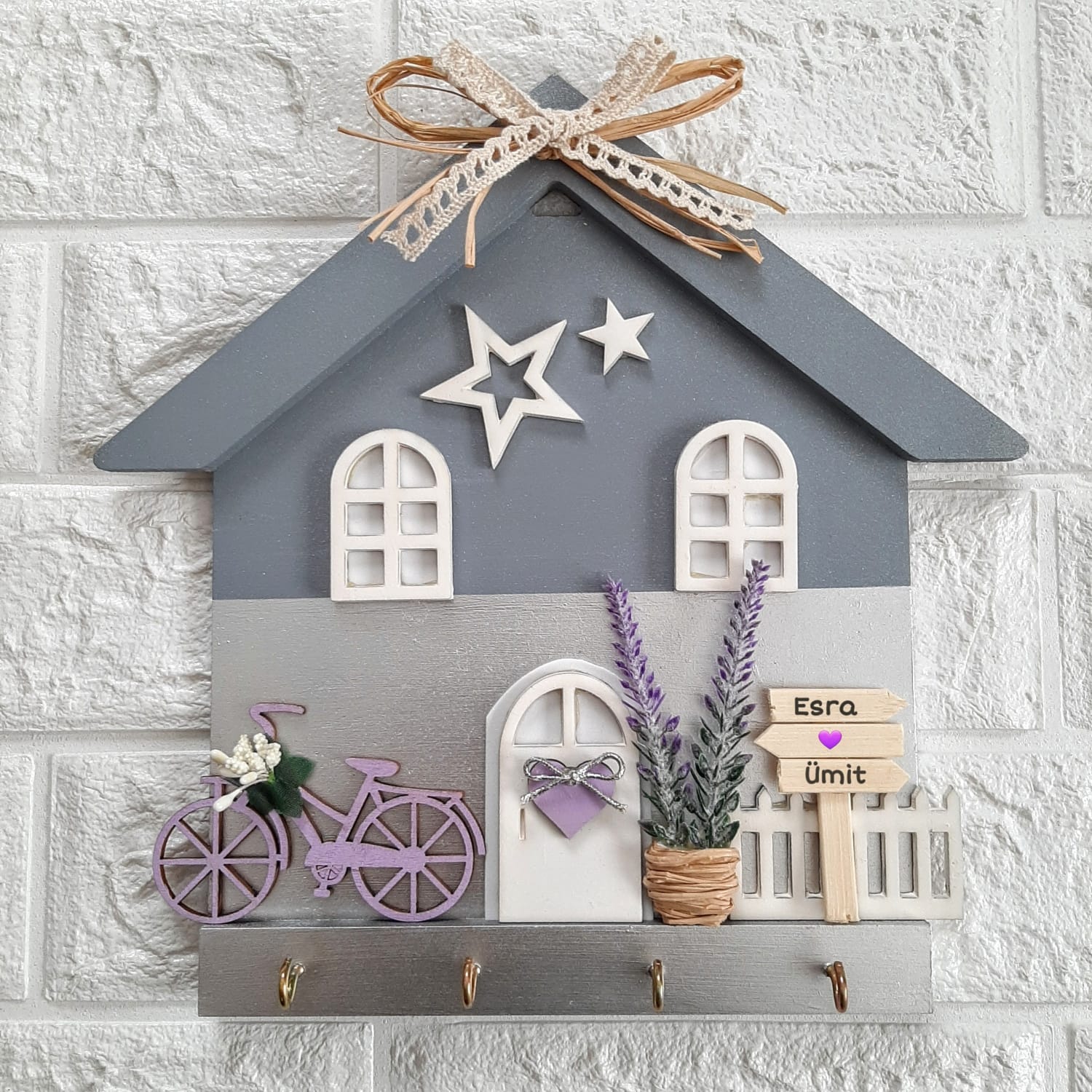 Gümüş Fiyonklu 27 X 27 Gümüş Gri Lavantalı Mor Bisikletli Doğum Günü Hediyesi