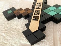 Elmas Kılıcı Minecraft Çocuk Odası Duvar Dekoru - Kişiye Özel İsim - El İşçiliği Boyama 40x18 cm
