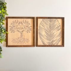Soy Ağacı Dekoratif Tablo Aile Adınıza Özel Duvar Dekorasyon - 2 Adet Tablo - 28 X 30 Cm