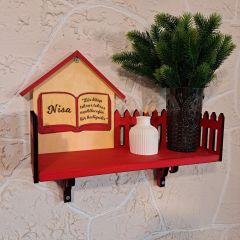 Çocuk Odası Kırmızı Duvar Rafı - İsme Özel Tasarım ile Duvar Dekorasyonu