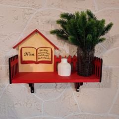 Çocuk Odası Kırmızı Duvar Rafı - İsme Özel Tasarım ile Duvar Dekorasyonu