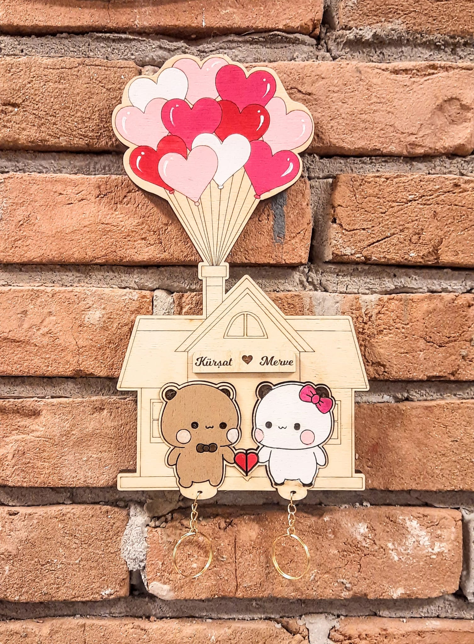 Anahtarlık Sevgiliye Hediye - Duvar Dekorasyon Anahtarlık Askısı 14 X 24 Cm