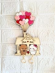 Dudu İle Bubu Anahtarlık Sevgiliye Hediye - Duvar Dekorasyon Anahtarlık Askısı 14 X 24 Cm