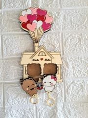 Dudu İle Bubu Anahtarlık Sevgiliye Hediye - Duvar Dekorasyon Anahtarlık Askısı 14 X 24 Cm