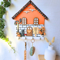 Turuncu Anahtar Askısı Kozalak Çatılı Pumpkin Temalı 23 X 25 Cm