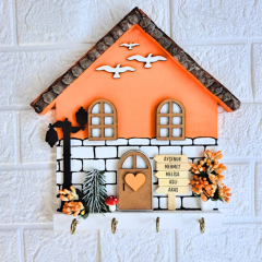 Turuncu Anahtar Askısı Kozalak Çatılı Pumpkin Temalı 23 X 25 Cm