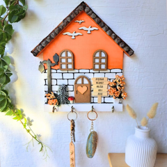 Turuncu Anahtar Askısı Kozalak Çatılı Pumpkin Temalı 23 X 25 Cm