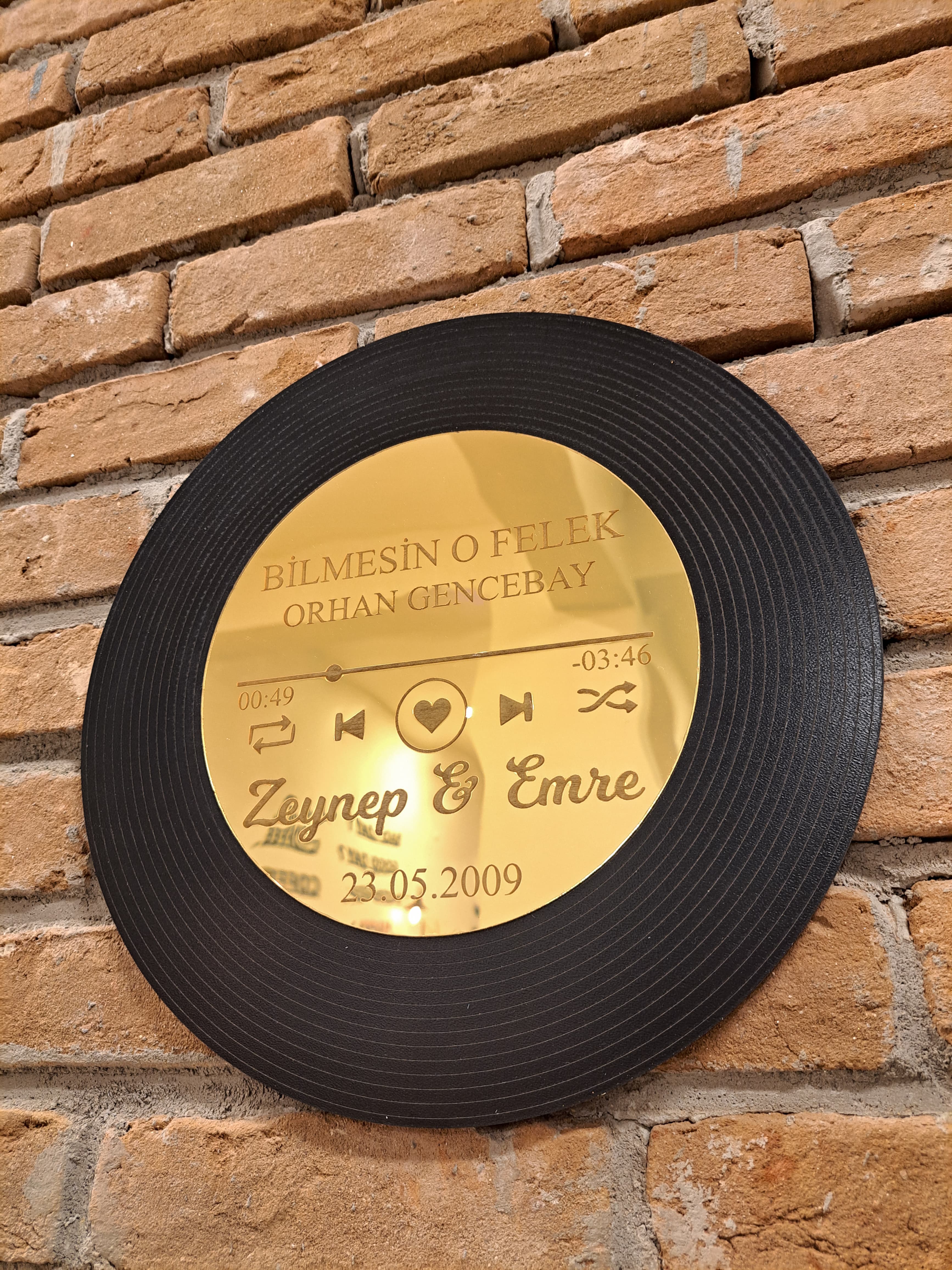 Kişisel Favori Şarkı İsimli Plak Duvar Dekoru Sevgiliye Hediye