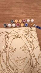Harley Quinn Duvar Dekoru İçin Ahşap - Boyalar ve 2 Fırça İle Birlikte 25 x 35 cm x 8 mm