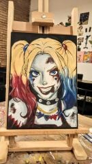 Harley Quinn Duvar Dekoru İçin Ahşap - Boyalar ve 2 Fırça İle Birlikte 25 x 35 cm x 8 mm