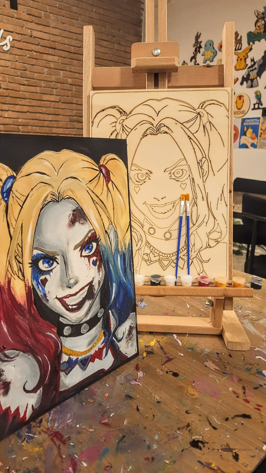 Harley Quinn Duvar Dekoru İçin Ahşap - Boyalar ve 2 Fırça İle Birlikte 25 x 35 cm x 8 mm