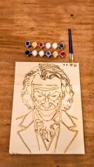 Joker Duvar Dekoru İçin Ahşap - Boyalar ve 2 Fırça İle Birlikte 25 x 35 cm x 8 mm