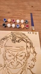Joker Duvar Dekoru İçin Ahşap - Boyalar ve 2 Fırça İle Birlikte 25 x 35 cm x 8 mm