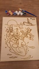 Disney Duvar Dekoru İçin Ahşap - Boyalar ve 2 Fırça İle Birlikte 25 x 35 cm x 8 mm