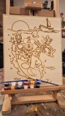 Disney Duvar Dekoru İçin Ahşap - Boyalar ve 2 Fırça İle Birlikte 25 x 35 cm x 8 mm