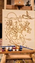 Disney Duvar Dekoru İçin Ahşap - Boyalar ve 2 Fırça İle Birlikte 25 x 35 cm x 8 mm