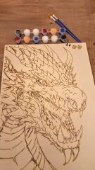 Ejderha Duvar Dekoru İçin Ahşap - Boyalar ve 2 Fırça İle Birlikte 25 x 35 cm x 8 mm