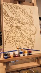 Ejderha Duvar Dekoru İçin Ahşap - Boyalar ve 2 Fırça İle Birlikte 25 x 35 cm x 8 mm