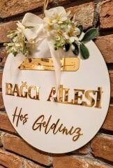 Beyaz Gold Yazılı İsme Özel 30 X 30 Cm Kapı Süsü