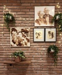 Kişiye Özel Fotoğraflı Ahşap Duvar Tablosu 40 X 40 – Vintage Efektli Aile ve Sevdikleriniz İçin Özel Dekor