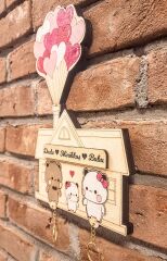 Dudu İle Bubu Anahtarlık Çocuklu Hediye - Duvar Dekorasyon Anahtarlık Askısı