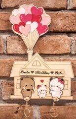 Dudu İle Bubu Anahtarlık Çocuklu Hediye - Duvar Dekorasyon Anahtarlık Askısı