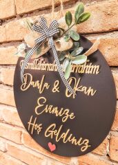 Siyah Gold Yazılı İsme Özel 30 X 30 Cm Kapı Süsü