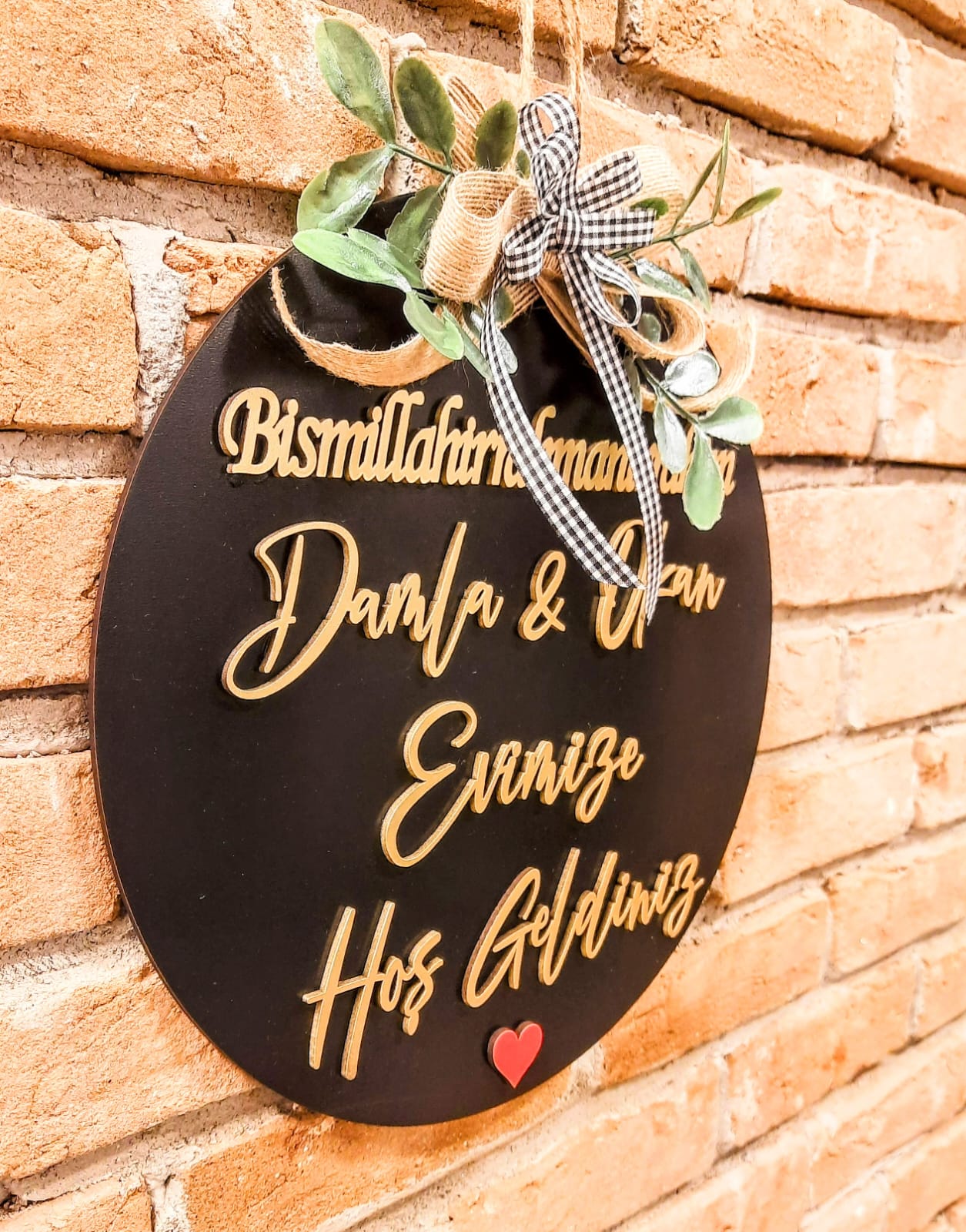 Siyah Gold Yazılı İsme Özel 30 X 30 Cm Kapı Süsü