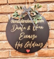 Siyah Gold Yazılı İsme Özel 30 X 30 Cm Kapı Süsü