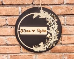 Kişiye Özel Siyah Gold Yazılı İsme Özel 25 X 25 Cm Kapı Süsü