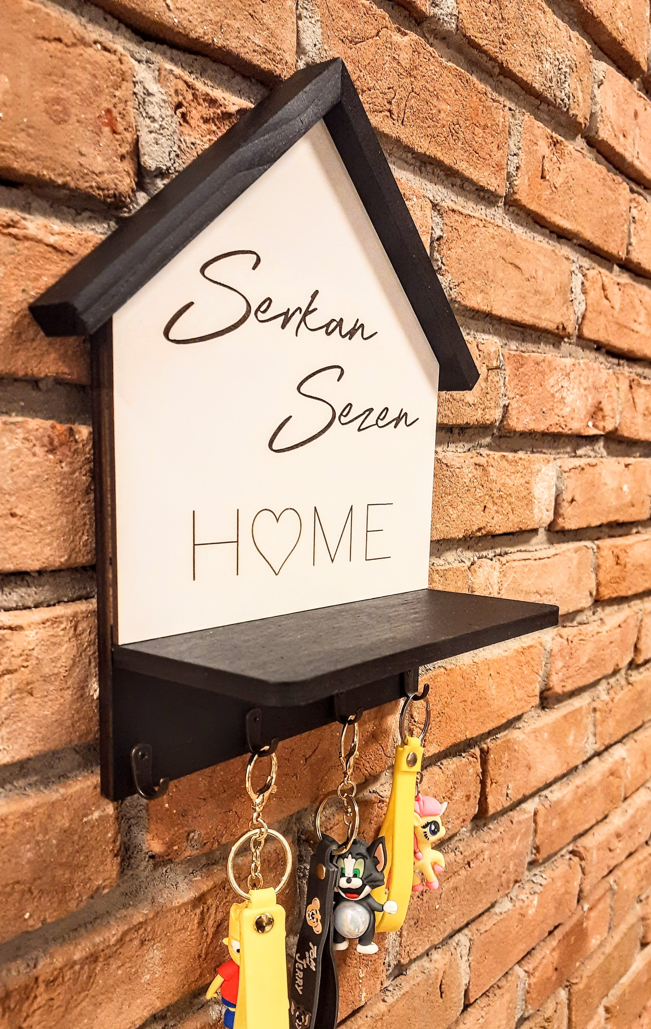 Kişiye Özel Hediyelik Raflı Anahtarlık Askısı 26 X 20 X 10 CM