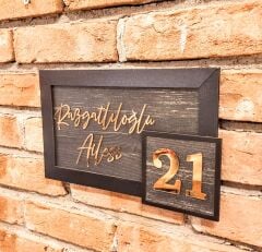 Villa Rezidans Pleksi Ahşap Kişiye Özel Kapı Numarası