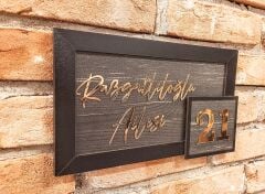 Villa Rezidans Pleksi Ahşap Kişiye Özel Kapı Numarası