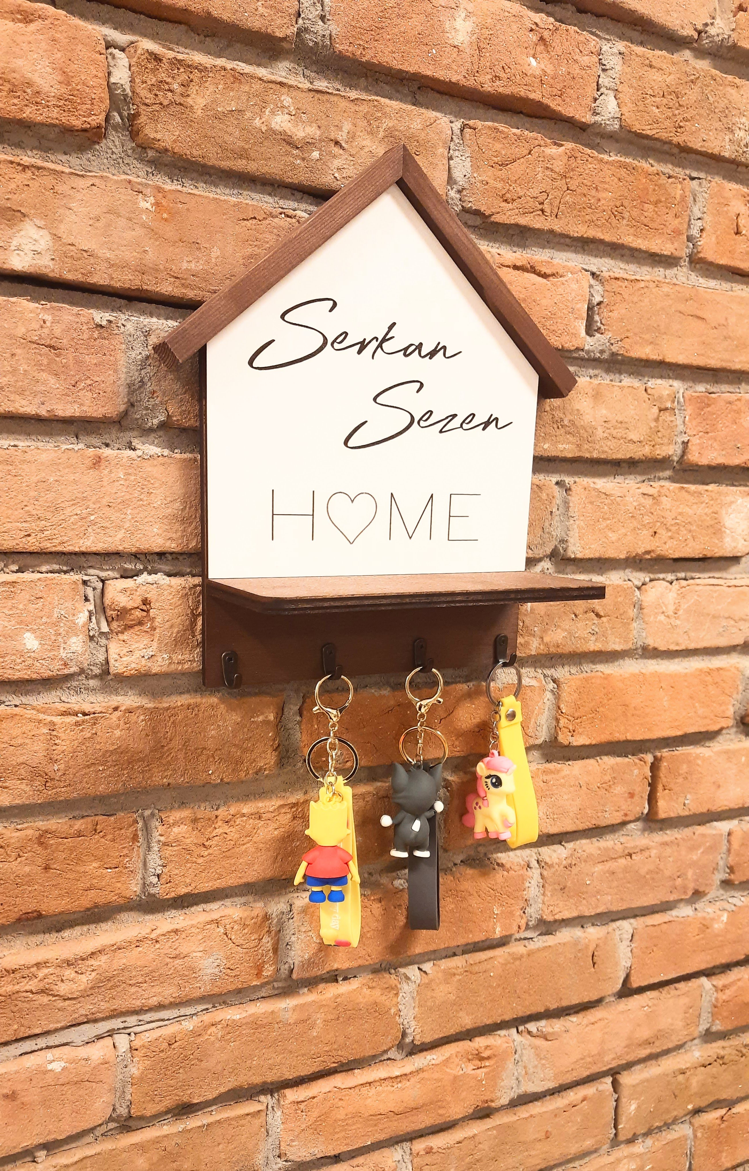 Kişiye Özel Hediyelik Raflı Anahtarlık Askısı 26 X 20 X 10 CM