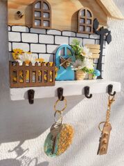 Raf - Raflı Papatyalı Dekoratif Anahtar Askısı 27 X 27 x 7 Cm