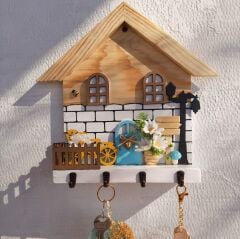 Raf - Raflı Papatyalı Dekoratif Anahtar Askısı 27 X 27 x 7 Cm