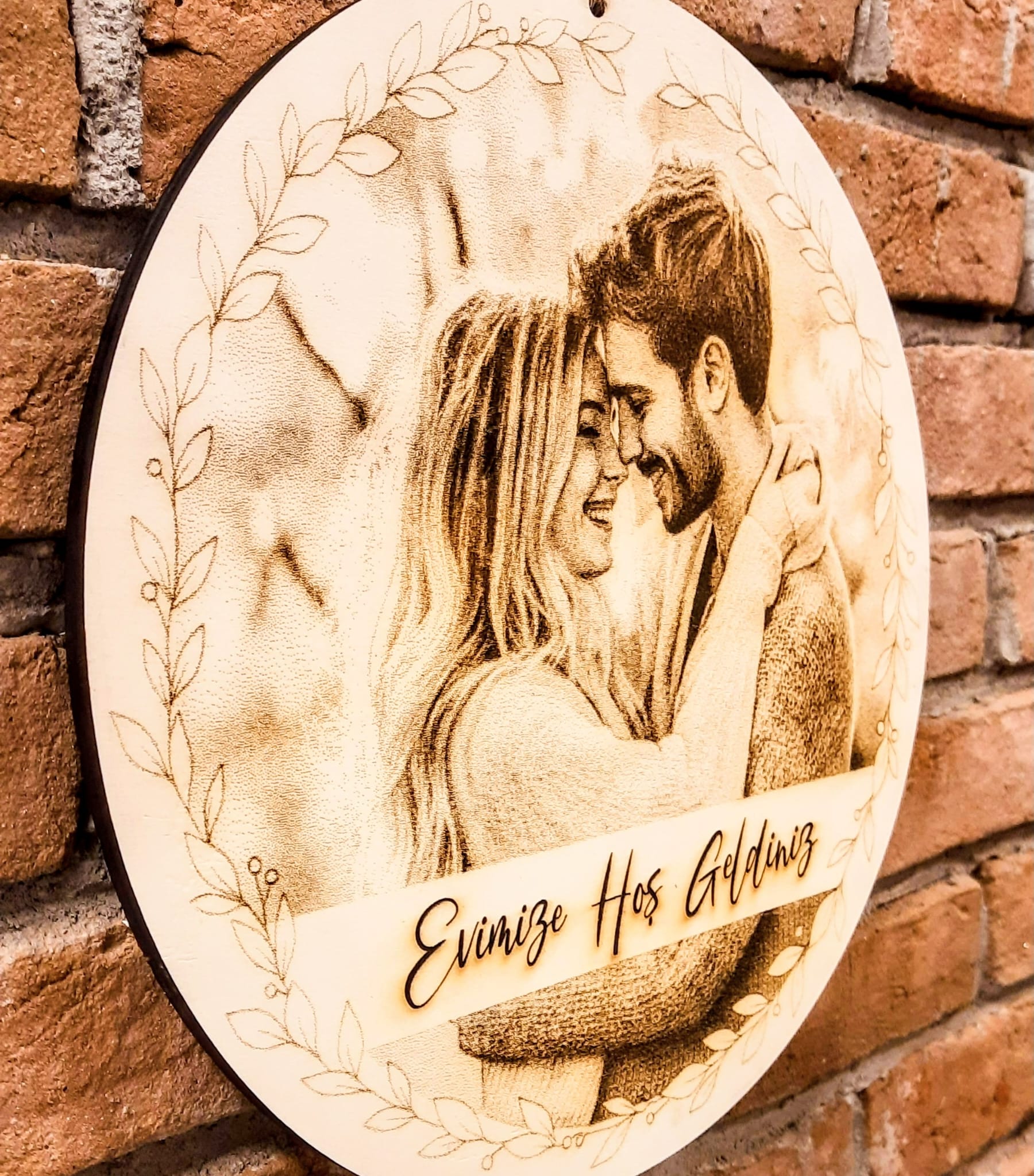 Lazer Gravür Kapı Süsü İsme Özel 30 X 30 Cm