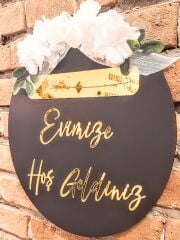 Siyah Gold Yazılı İsme Özel 30 X 30 Cm Kapı Süsü