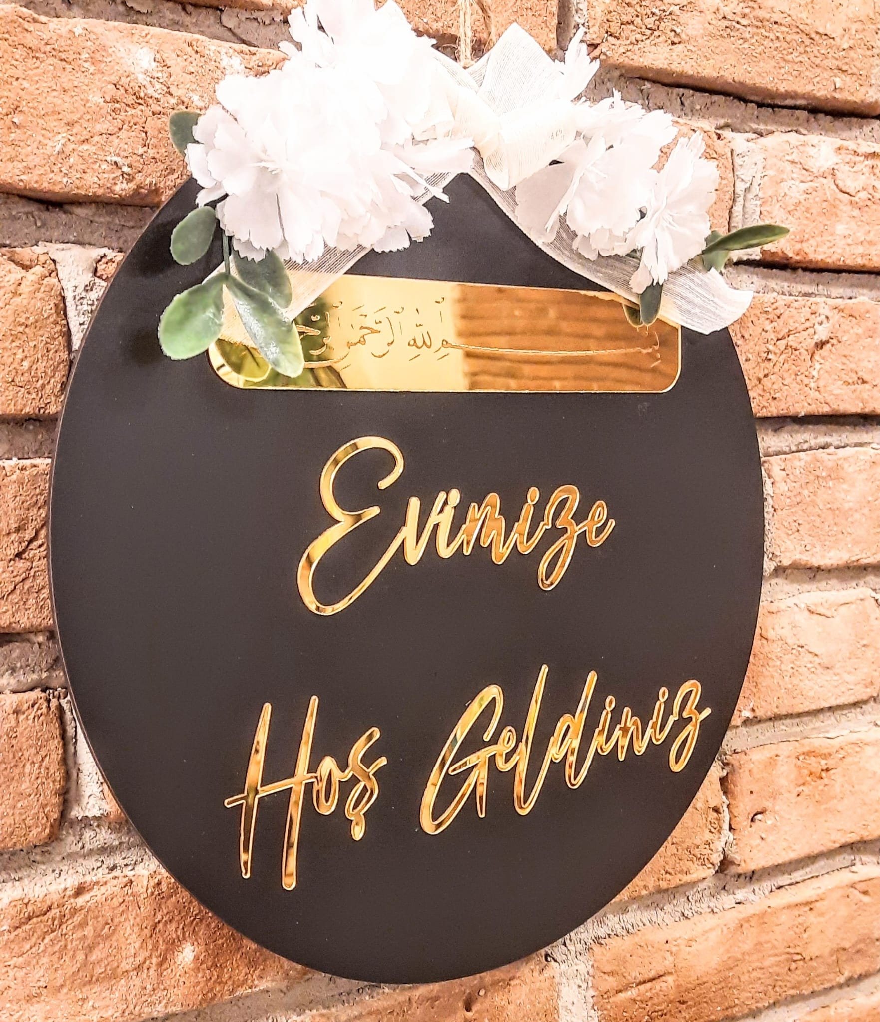 Siyah Gold Yazılı İsme Özel 30 X 30 Cm Kapı Süsü